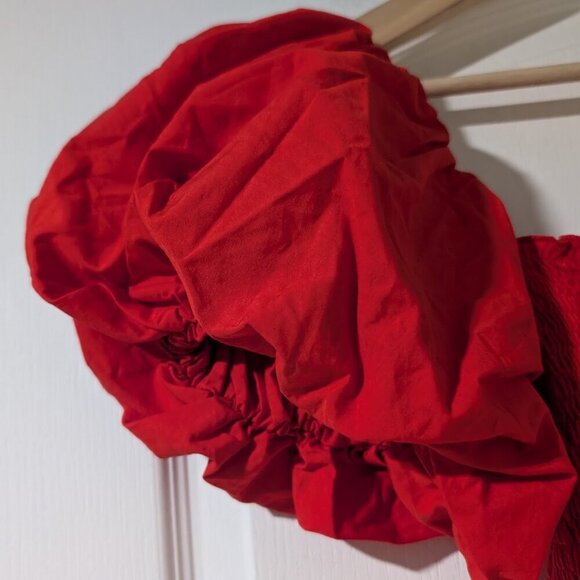 NEW! Zara | Puff Sleeve Crop Top in Orange/Red - Picture 6 of 11